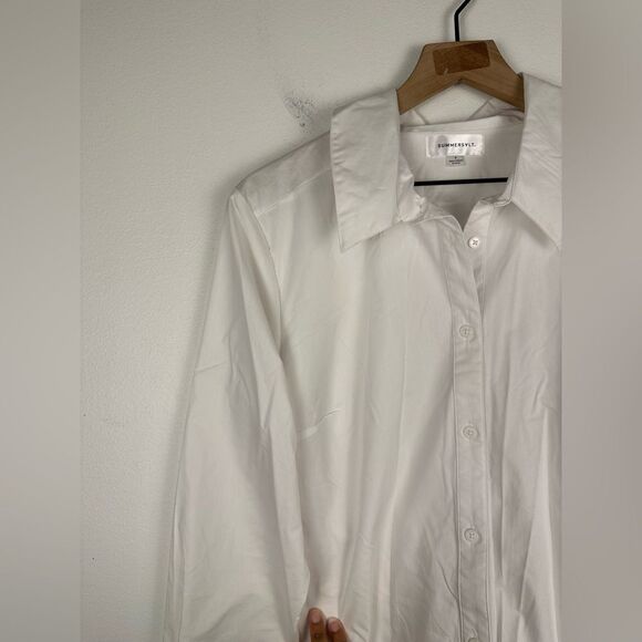 Summersalt The Perfect Tie-Waist Girlfriend Shirt in White Size S - Picture 7 of 7